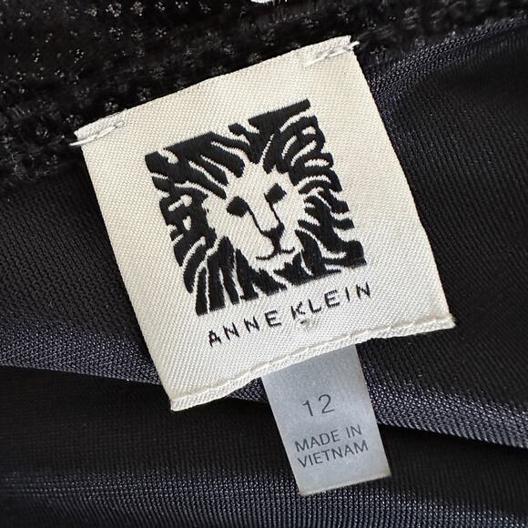 ANNE KLEIN | Long Sleeve Faux Wrap Dress Women's NEW Size 12 Black Shimmer Disco - Picture 5 of 13